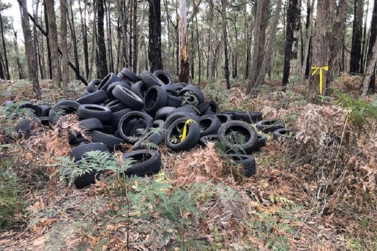 Tyres Dumped in Victoria Parkland in Australia